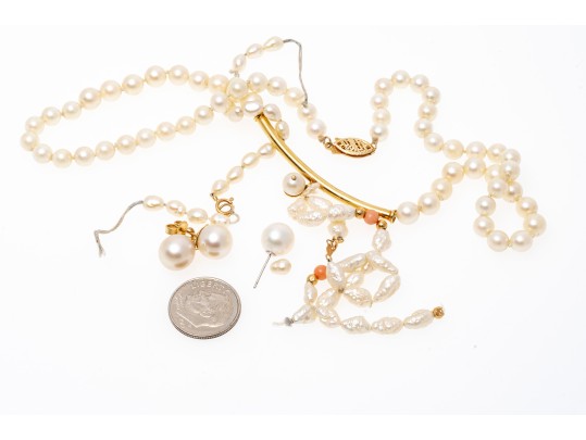 Collection Of 14K And Pearl Jewelry