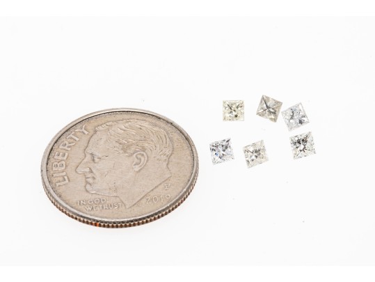 Loose Stones: 6 Princess Cut Diamonds, 0.68 TCW