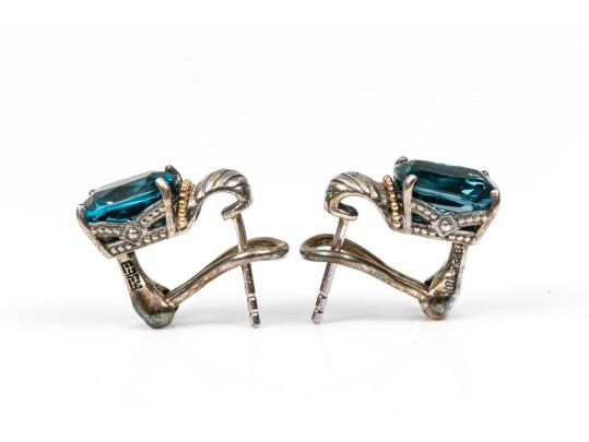 Sterling And 18K London Blue Effy Earrings