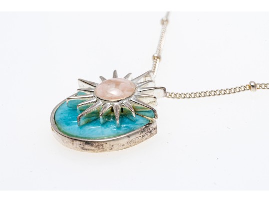 Lot Of Three Sterling Silver Fashion Pieces, Including Blue Topaz Cluster Pendant Earrings