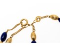 18K Yellow Gold And Deep Blue Elongated Bead Necklace