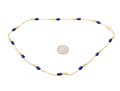 18K Yellow Gold And Deep Blue Elongated Bead Necklace