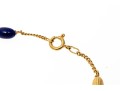 18K Yellow Gold And Deep Blue Elongated Bead Necklace