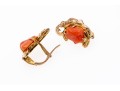 14K Yellow Gold Pretty Vintage Coral Decorative Earrings 