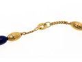 18K Yellow Gold And Deep Blue Elongated Bead Necklace