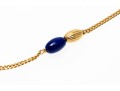 18K Yellow Gold And Deep Blue Elongated Bead Necklace