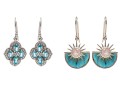 Lot Of Three Sterling Silver Fashion Pieces, Including Blue Topaz Cluster Pendant Earrings