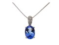 14K White Gold Tanzanite And Diamond Pendant Necklace