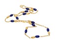 18K Yellow Gold And Deep Blue Elongated Bead Necklace