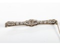 14k White Gold Sapphire Filigree Brooch