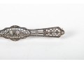 14k White Gold Sapphire Filigree Brooch