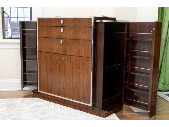 Ralph Lauren Rosewood And Stainless Steel 'Duke' Bar, For Restoration