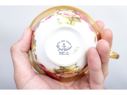 Elegant Golden Rose Royal Chelsea English Bone China Tea Service