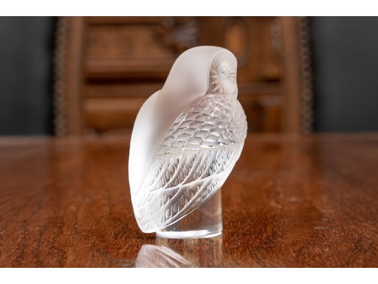 French, Lalique Crystal Owl 