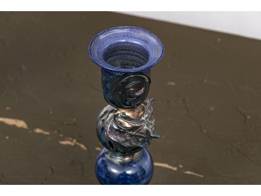 Silver Finished Glass Candlesticks