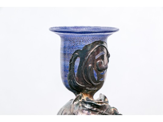 Silver Finished Glass Candlesticks