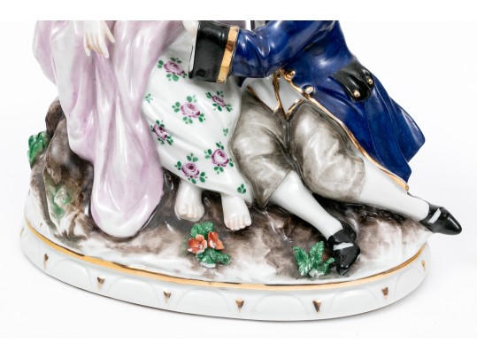 Two Antique Continental Porcelain Figural Groups