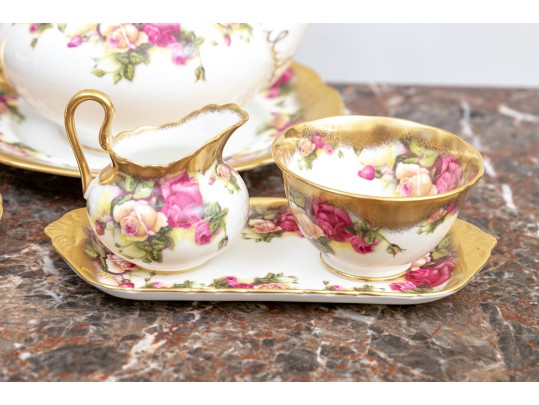 Elegant Golden Rose Royal Chelsea English Bone China Tea Service