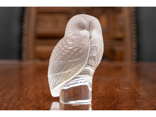 French, Lalique Crystal Owl 