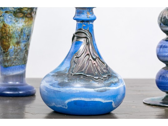Silver Finished Glass Candlesticks