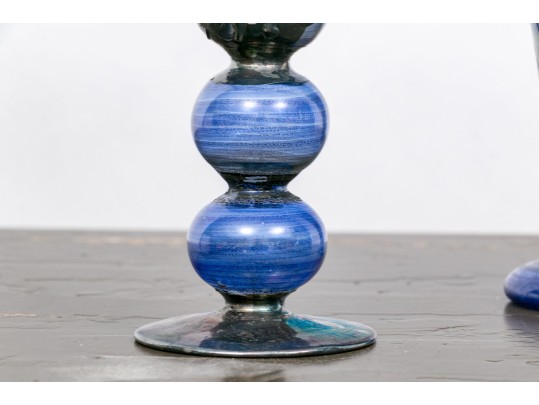 Silver Finished Glass Candlesticks