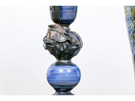 Silver Finished Glass Candlesticks