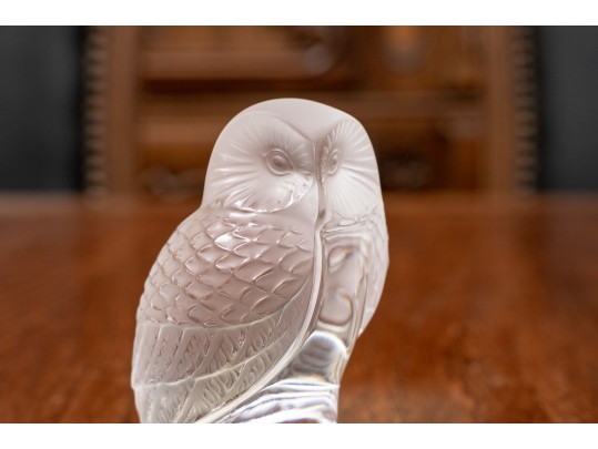 French, Lalique Crystal Owl 
