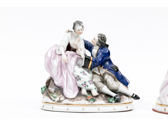 Two Antique Continental Porcelain Figural Groups