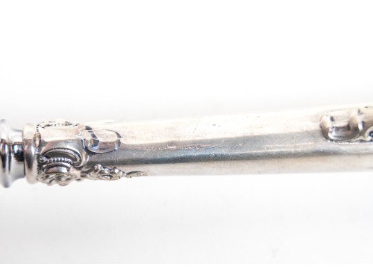 English Sheffield Grand Baroque Sterling Handled Cake Knife