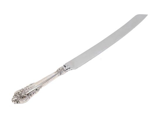English Sheffield Grand Baroque Sterling Handled Cake Knife