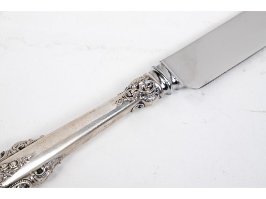 English Sheffield Grand Baroque Sterling Handled Cake Knife