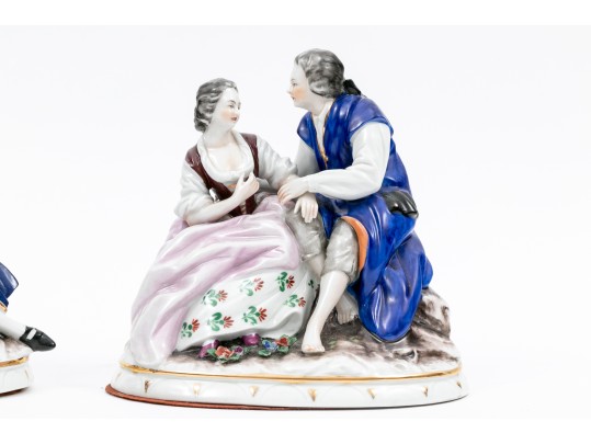 Two Antique Continental Porcelain Figural Groups