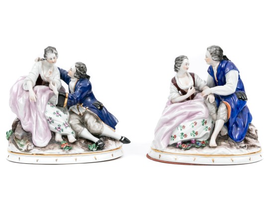 Two Antique Continental Porcelain Figural Groups