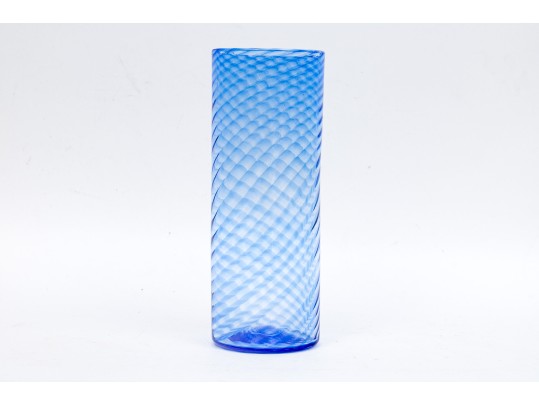 Contemporary Blue Art Glass Vase