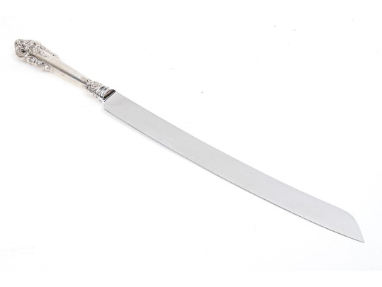 English Sheffield Grand Baroque Sterling Handled Cake Knife