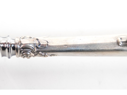 English Sheffield Grand Baroque Sterling Handled Cake Knife