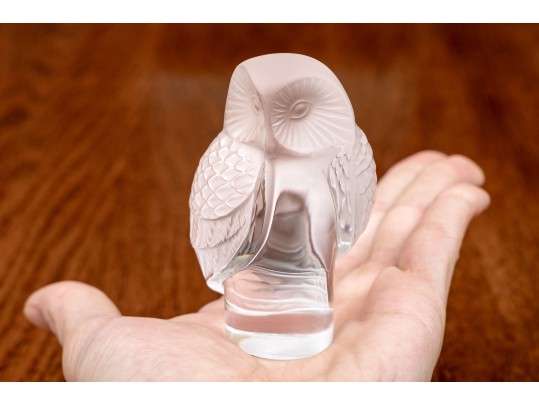 French, Lalique Crystal Owl 