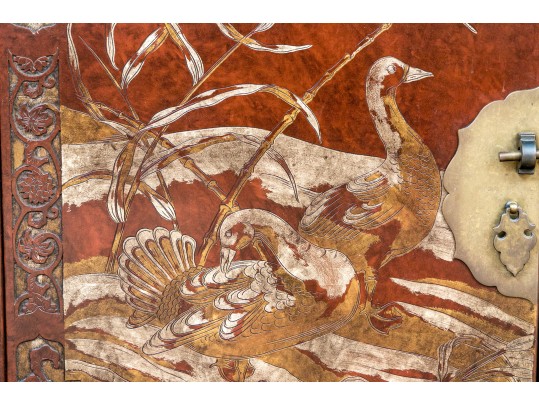 Vintage Chinese Carved And Gilt Finished Chest