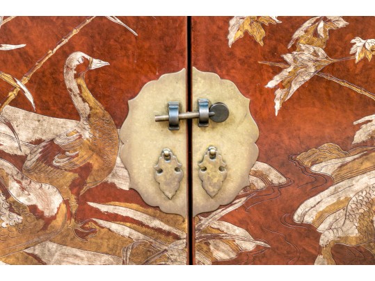 Vintage Chinese Carved And Gilt Finished Chest