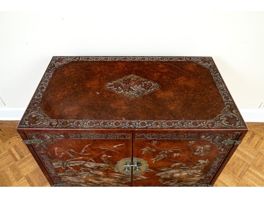 Vintage Chinese Carved And Gilt Finished Chest