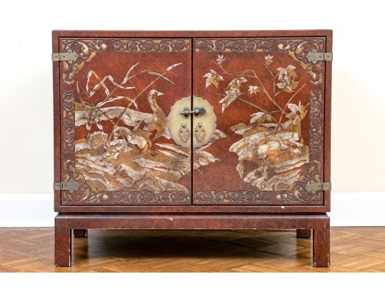 Vintage Chinese Carved And Gilt Finished Chest