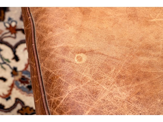 Vintage Leather Upholstered Club Chair With Ottoman 