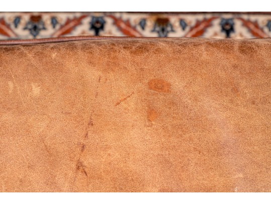 Vintage Leather Upholstered Club Chair With Ottoman 