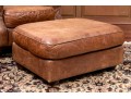 Vintage Leather Upholstered Club Chair With Ottoman 