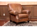 Vintage Leather Upholstered Club Chair With Ottoman 