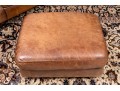 Vintage Leather Upholstered Club Chair With Ottoman 