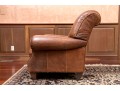 Vintage Leather Upholstered Club Chair With Ottoman 
