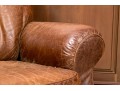Vintage Leather Upholstered Club Chair With Ottoman 