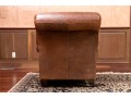 Vintage Leather Upholstered Club Chair With Ottoman 
