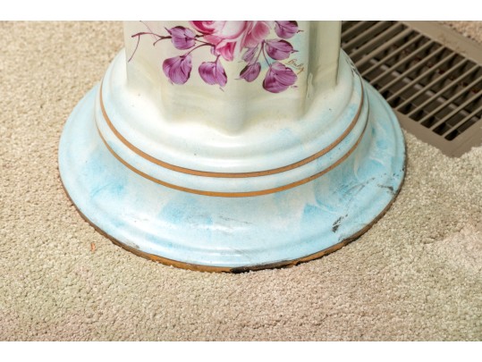 Pretty Blue And Magenta Ceramic Pedestal Jardiniere